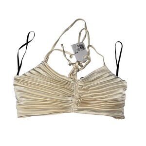 Forever 21 Ruched Satin Bralette Top Small Champagne